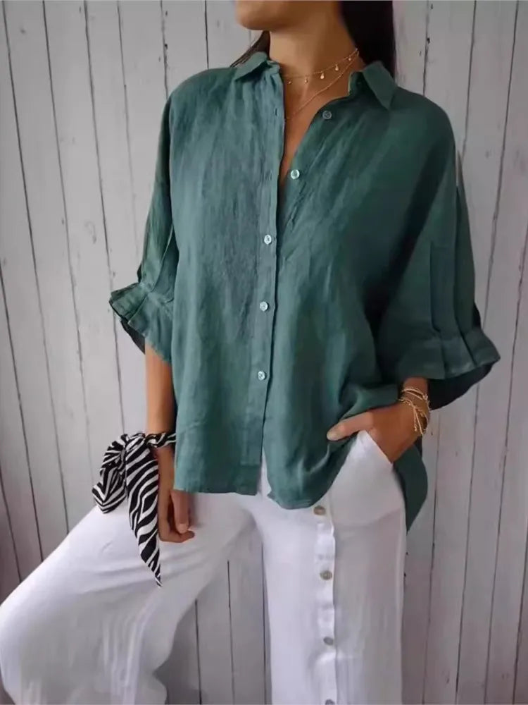 Best Loose Cotton Linen Shirts For Women Fashion And Tops 2024 Spring Summer Elegant Women's Shirt