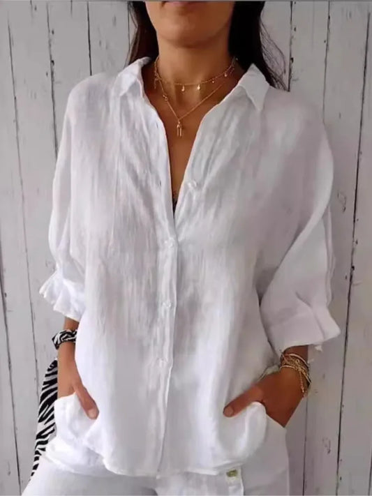 Best Loose Cotton Linen Shirts For Women Fashion And Tops 2024 Spring Summer Elegant Women's Shirt